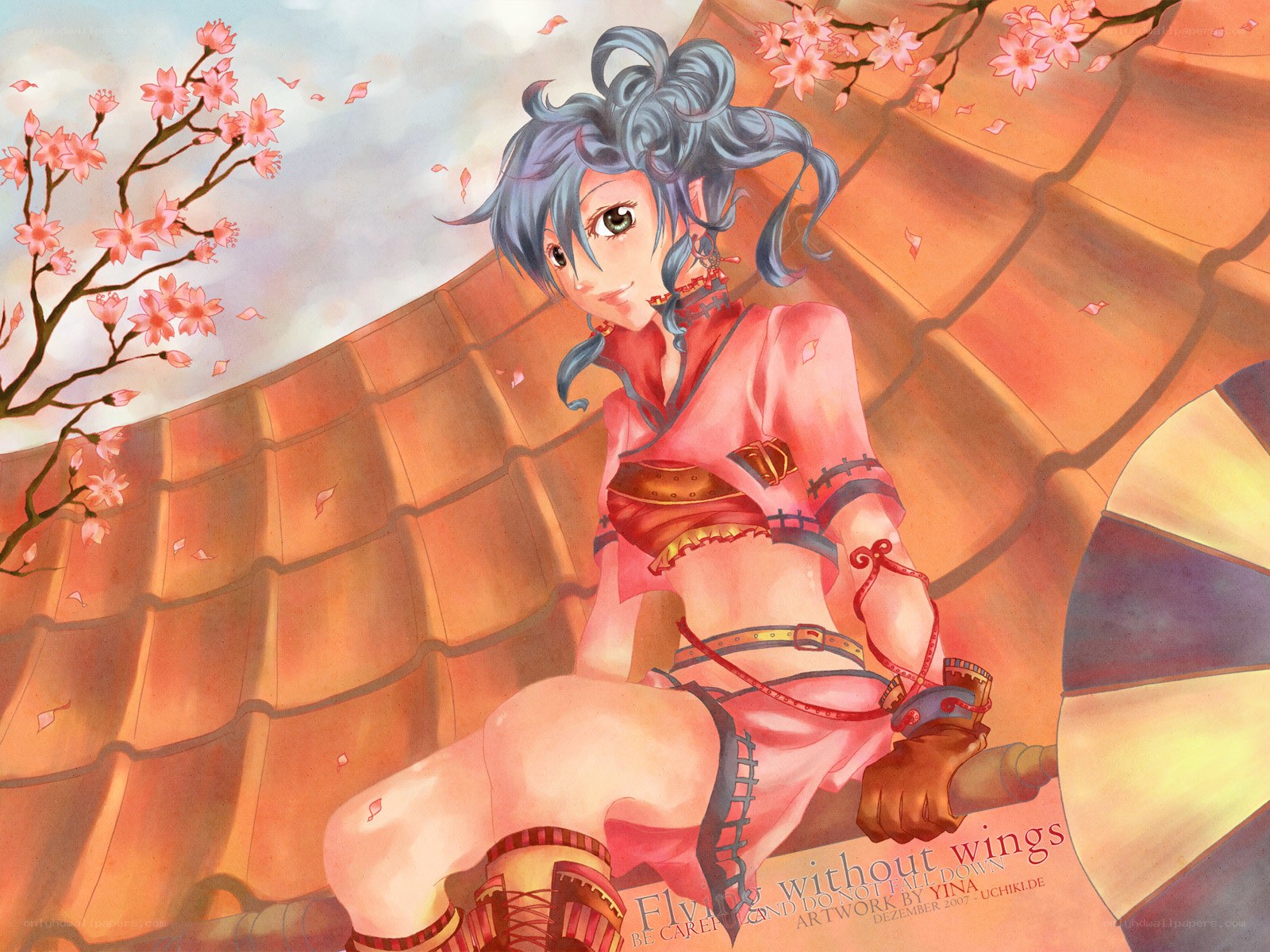 anime girl on a rooftop