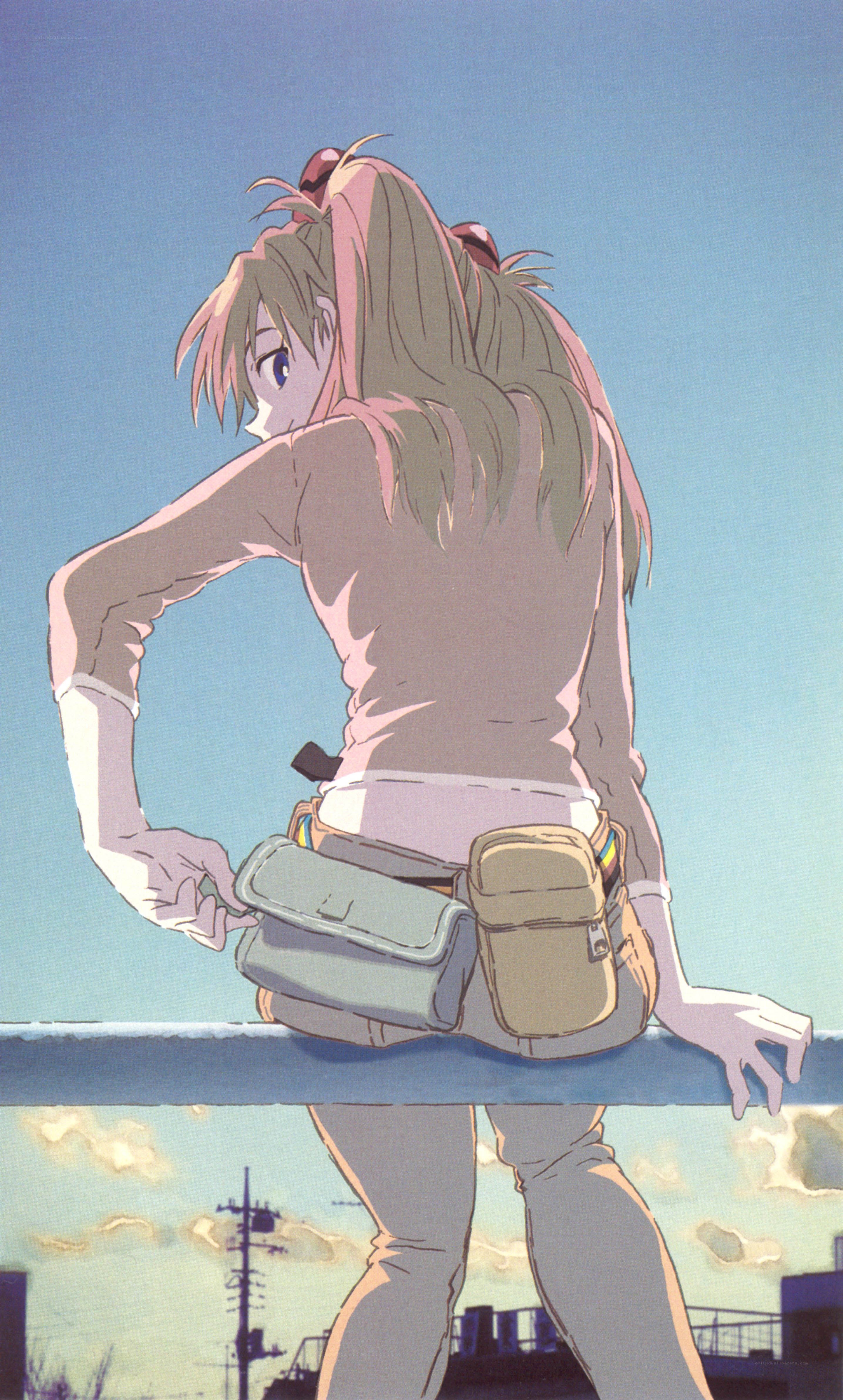 anime girl on a rooftop