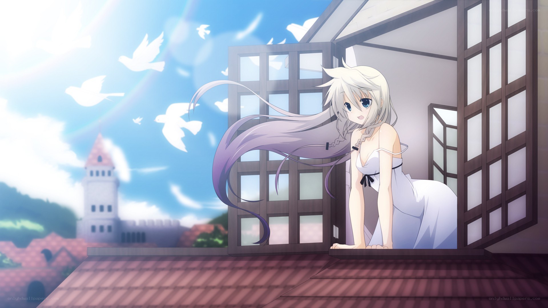 anime girl on a rooftop