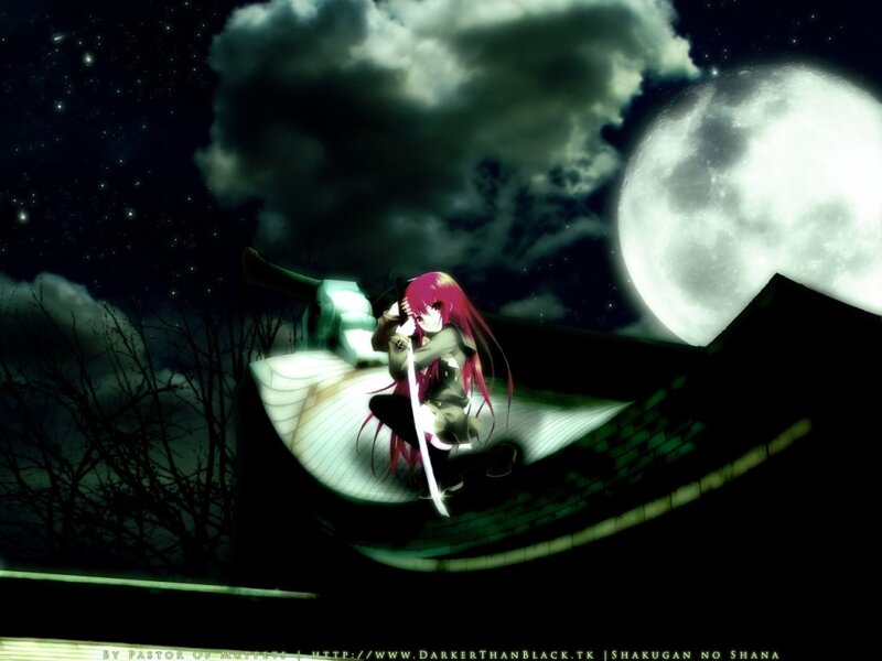 Anime girl on a rooftop at night