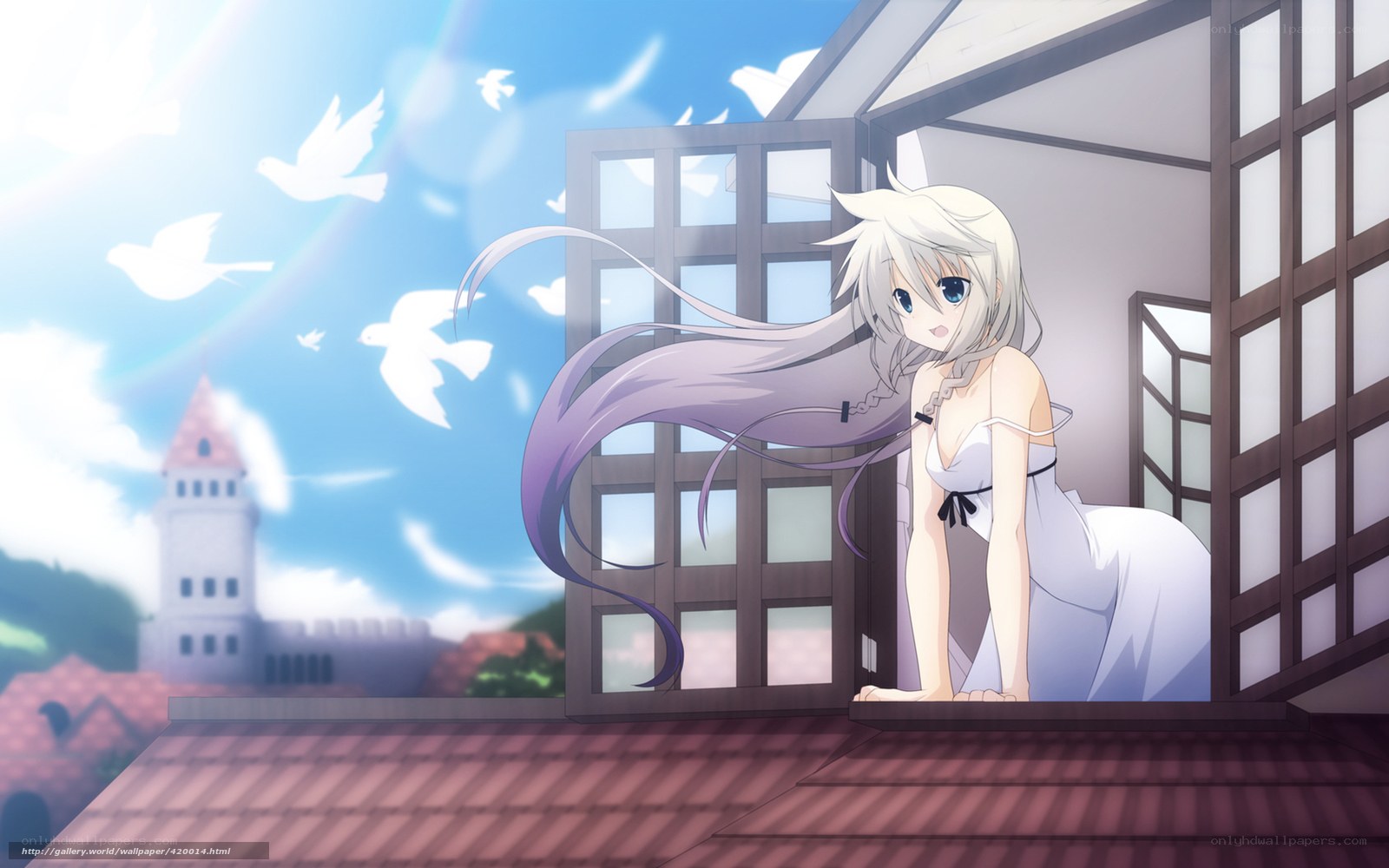 Anime girl on a rooftop