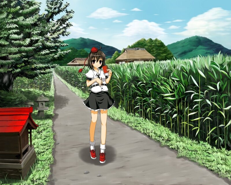 Anime girl on a rural path