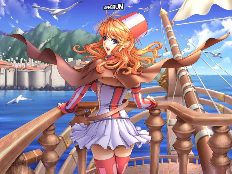 Anime girl on a ship