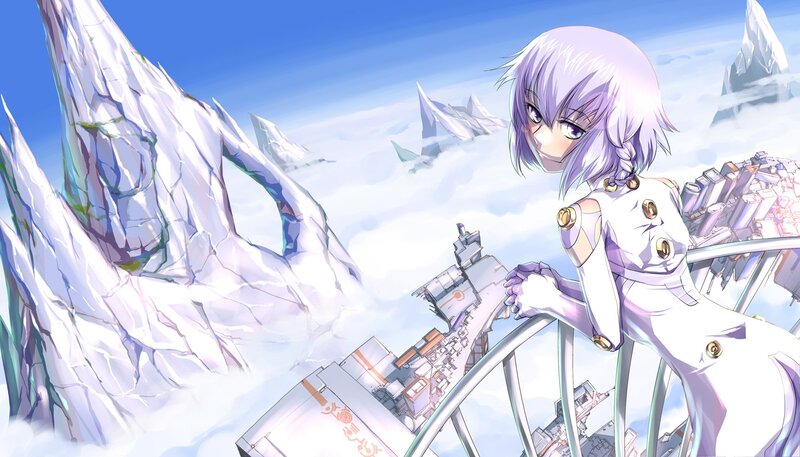 anime girl on a sky bridge