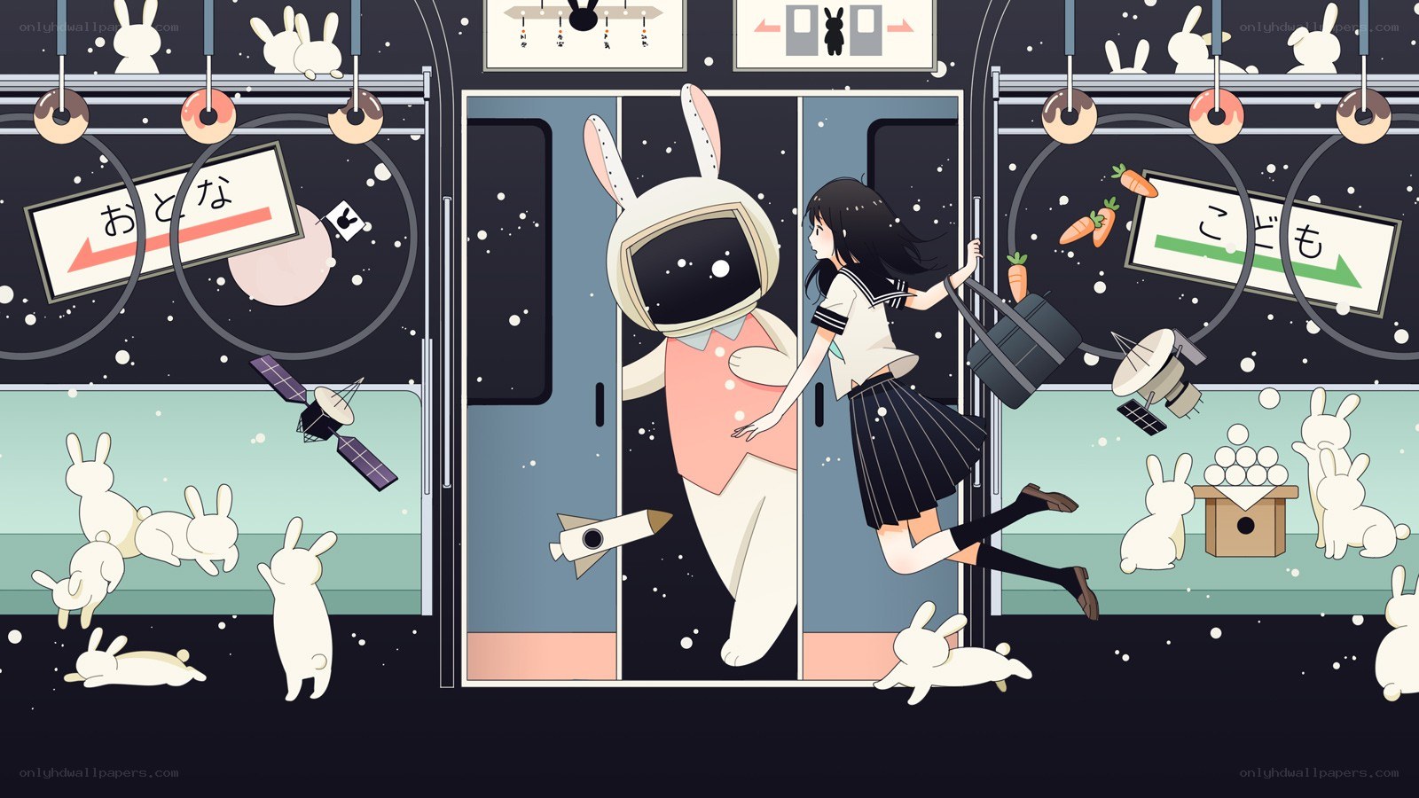 Anime girl on a space train