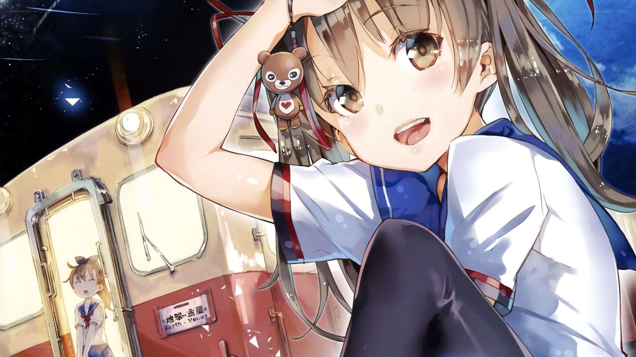 Anime girl on a space train