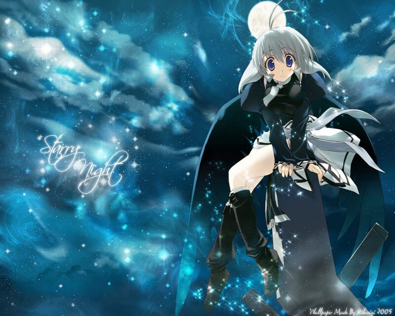 Anime girl on a starry night
