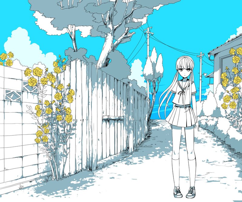 anime girl on a sunny path