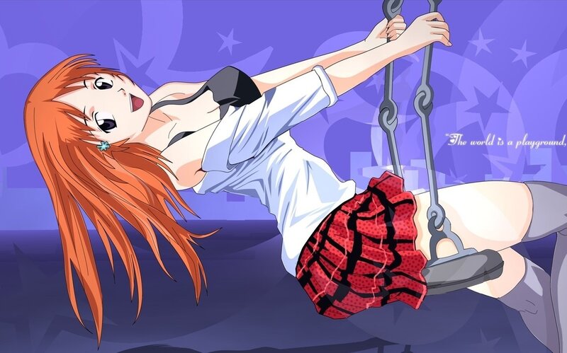 Anime girl on a swing