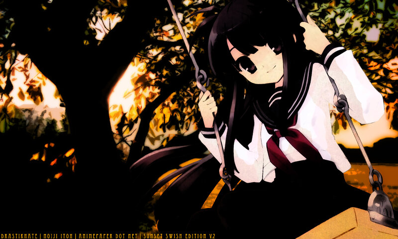 anime girl on a swing