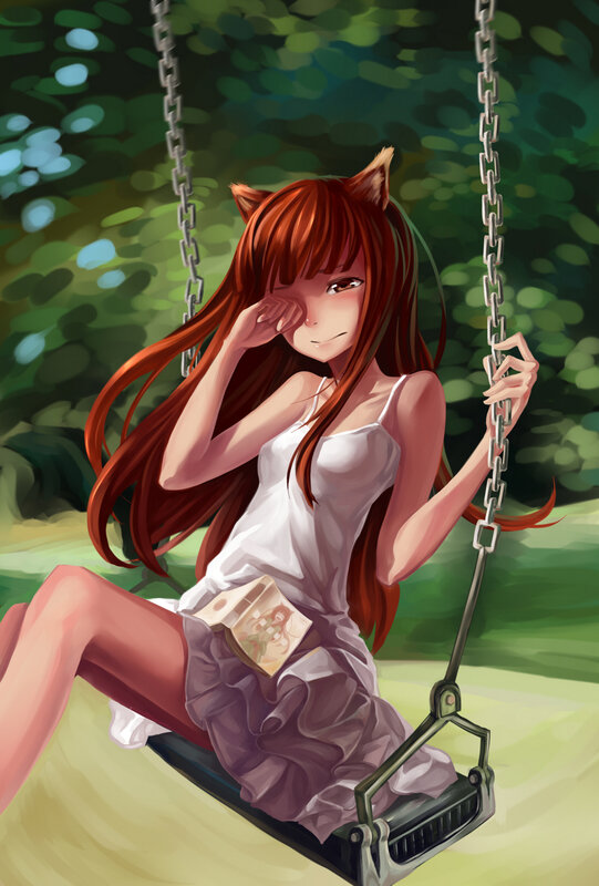 Anime girl on a swing