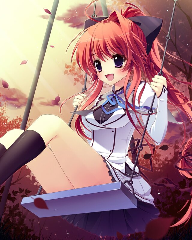 Anime girl on a swing