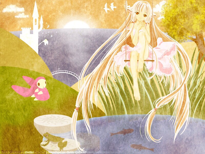 Anime girl on a swing