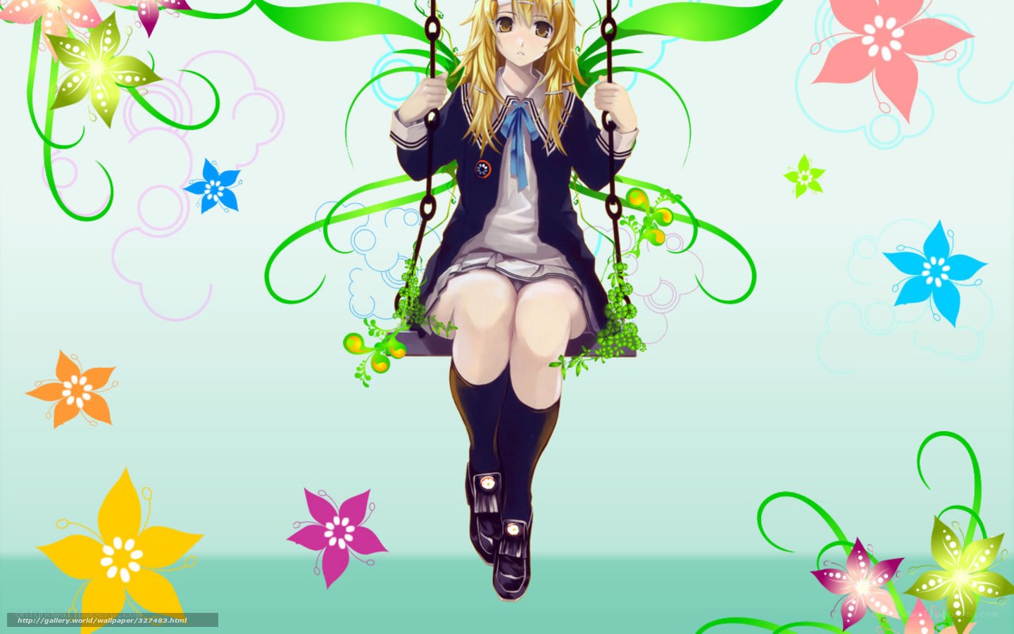 Anime girl on a swing