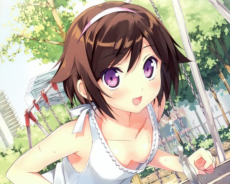 anime girl on a swing