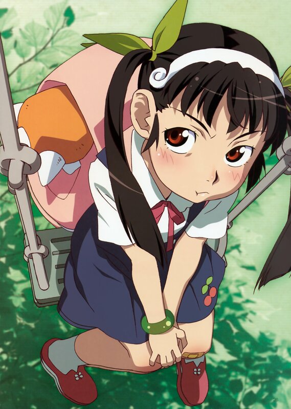anime girl on a swing