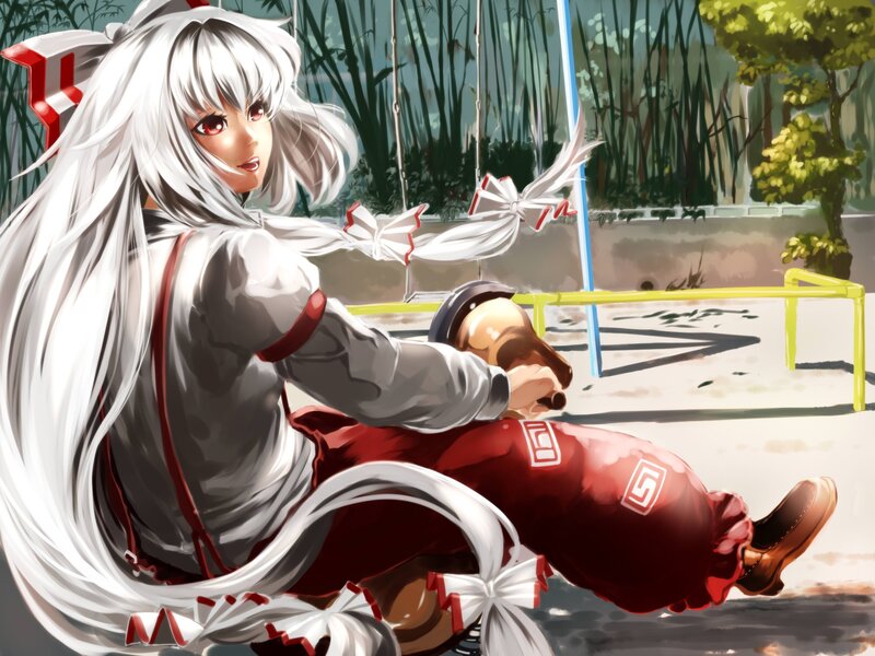 Anime girl on a swing