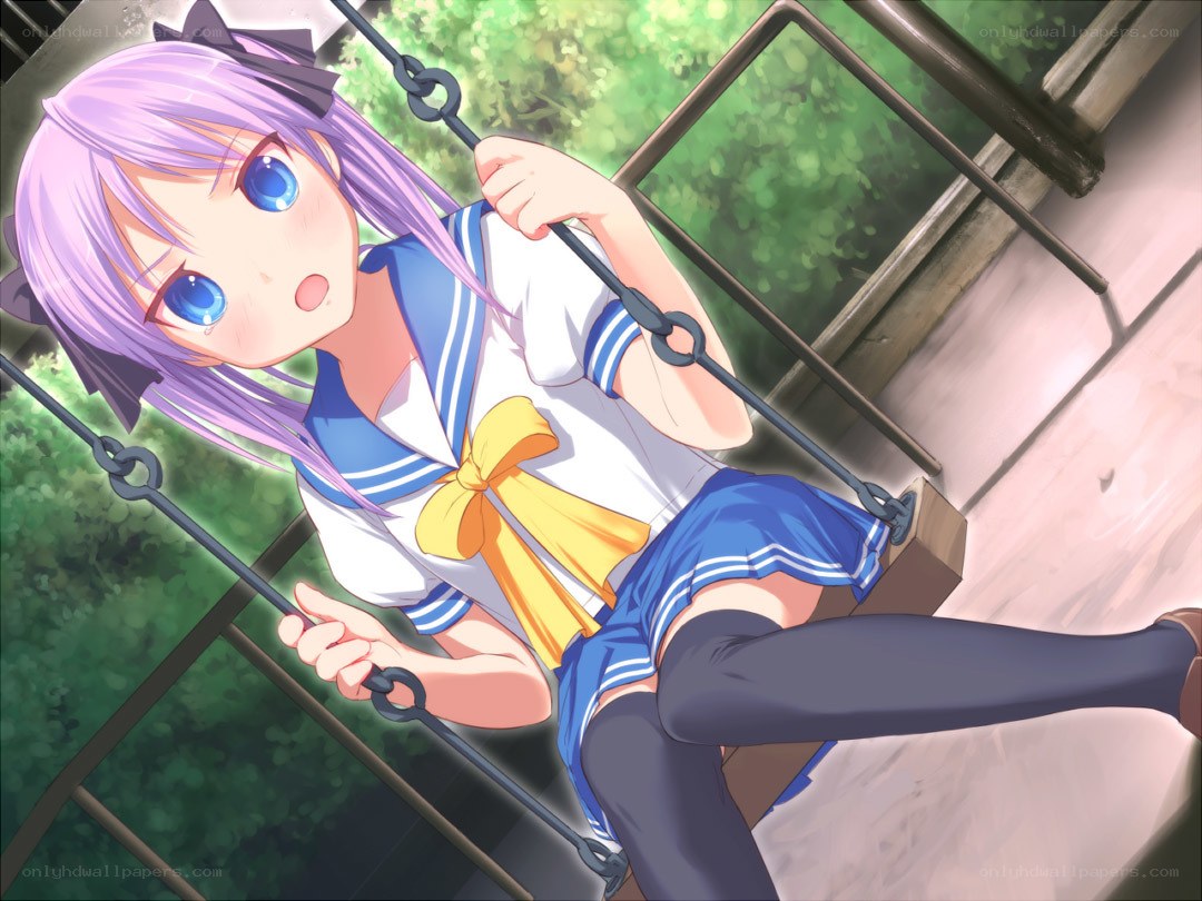 anime girl on a swing