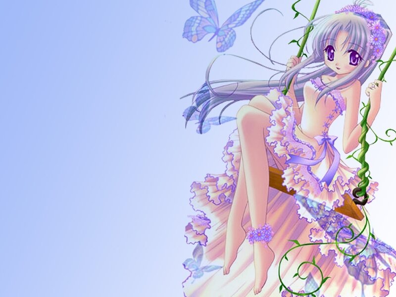 anime girl on a swing