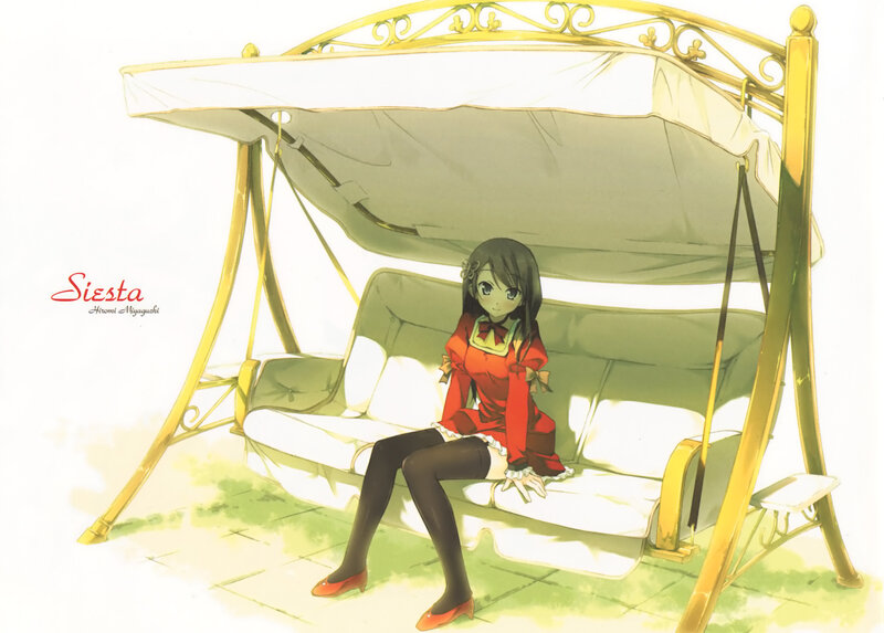 Anime girl on a swing