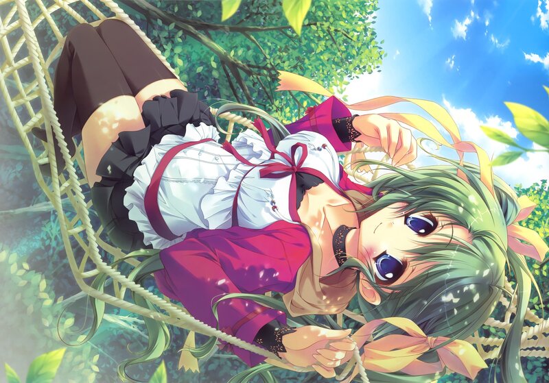 Anime girl on a swing