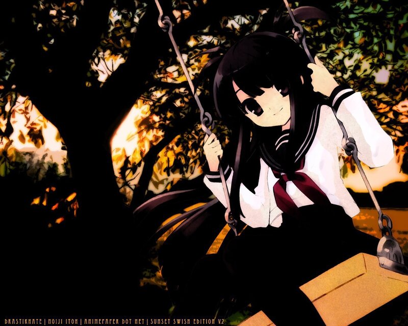 anime girl on a swing