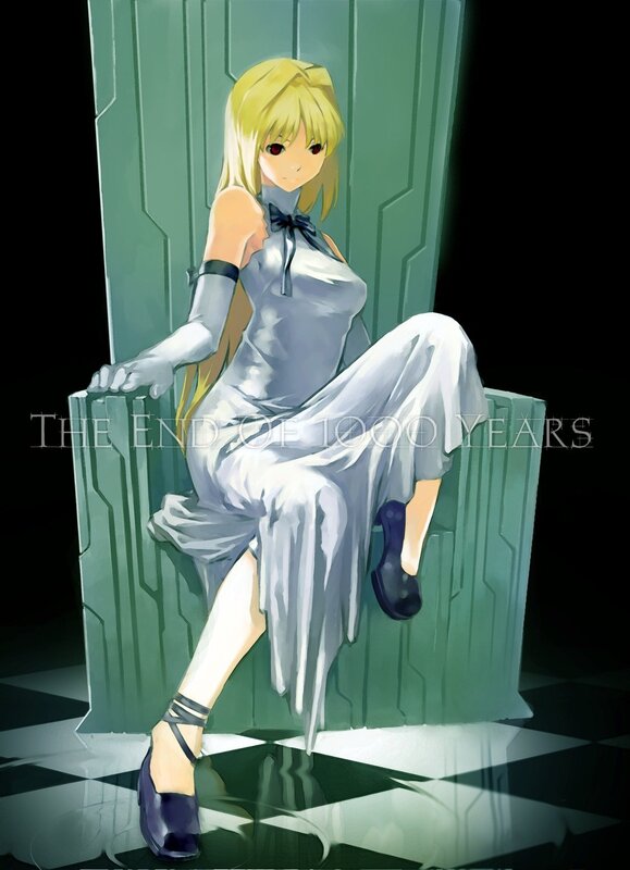 Anime girl on a throne