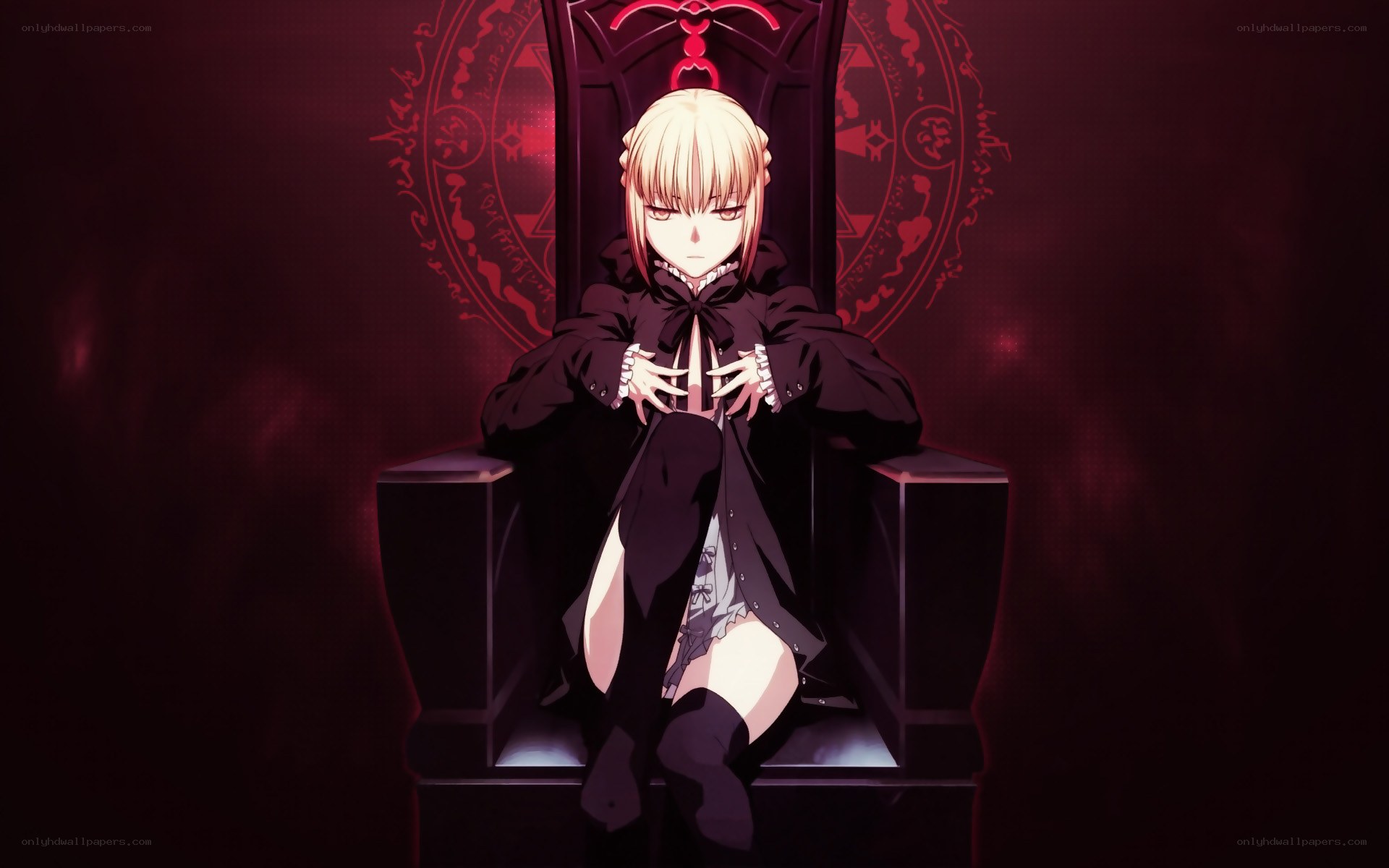 Anime girl on a throne