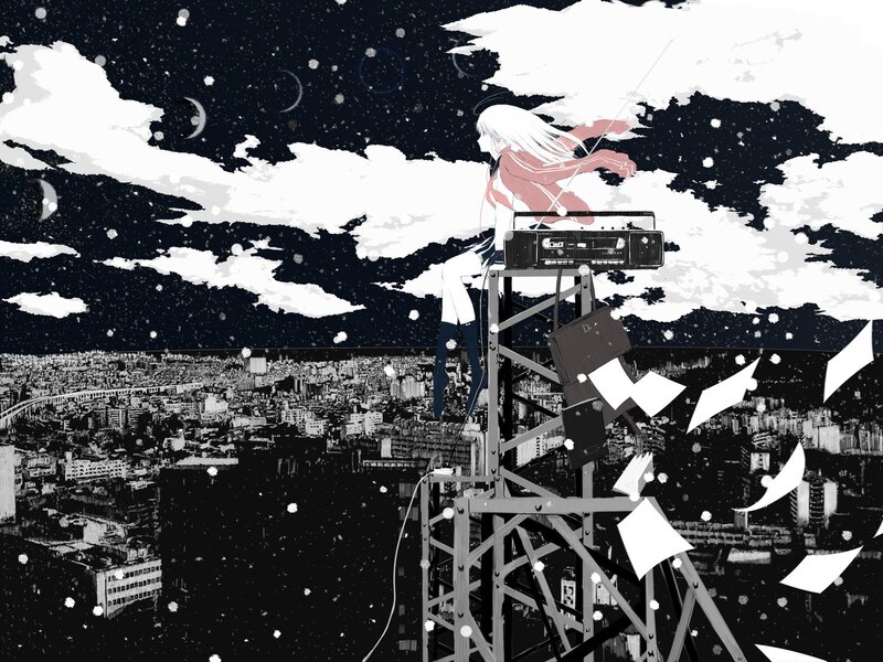 Anime girl on a tower
