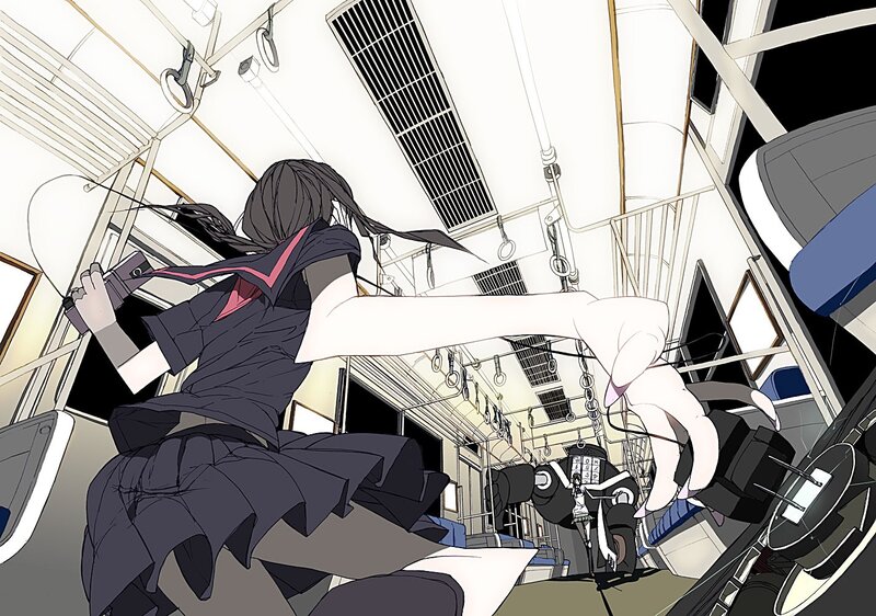 Anime girl on a train