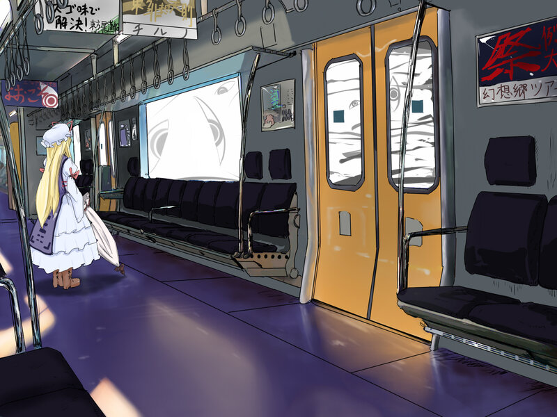 Anime girl on a train