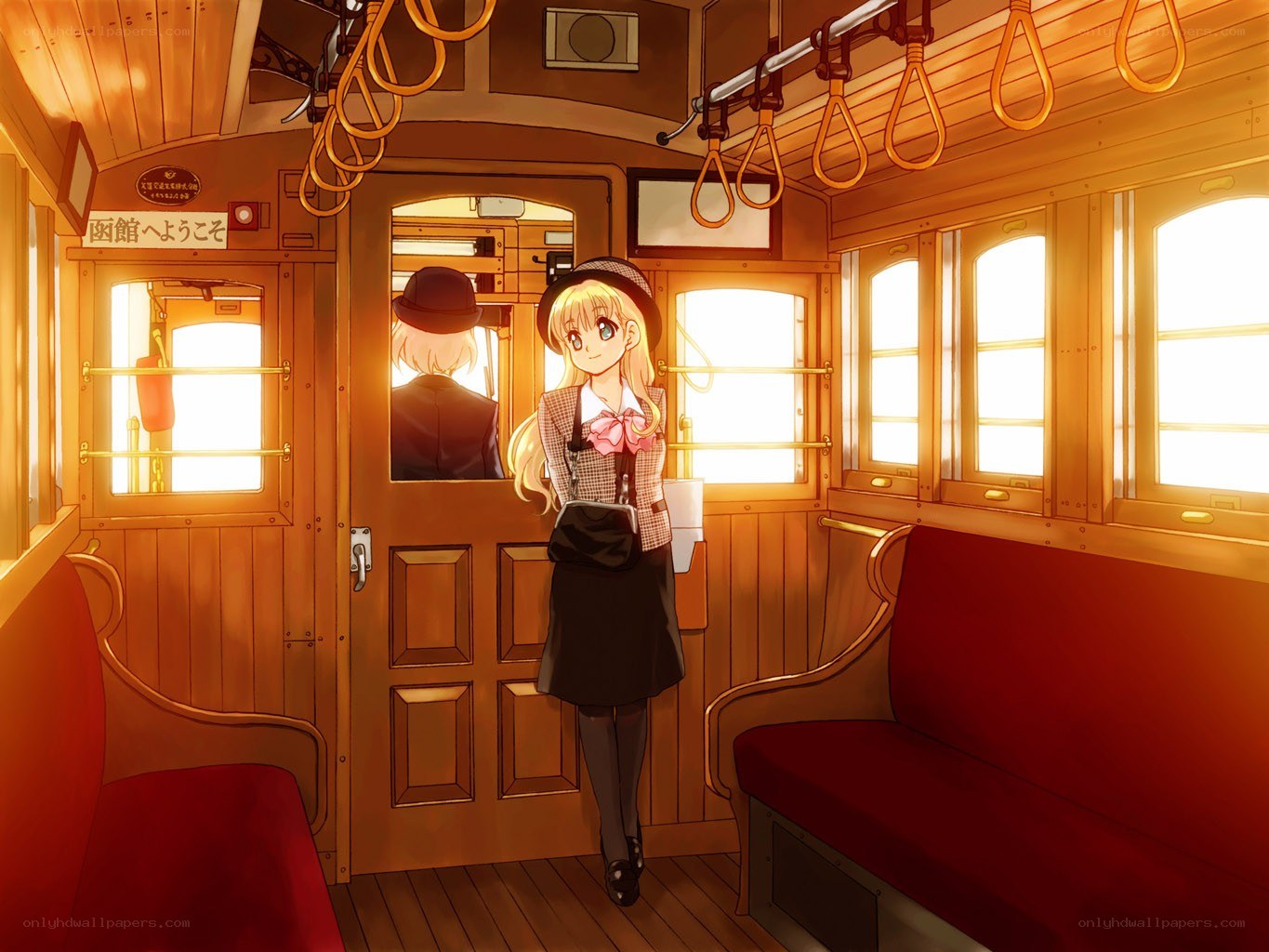 Anime girl on a train