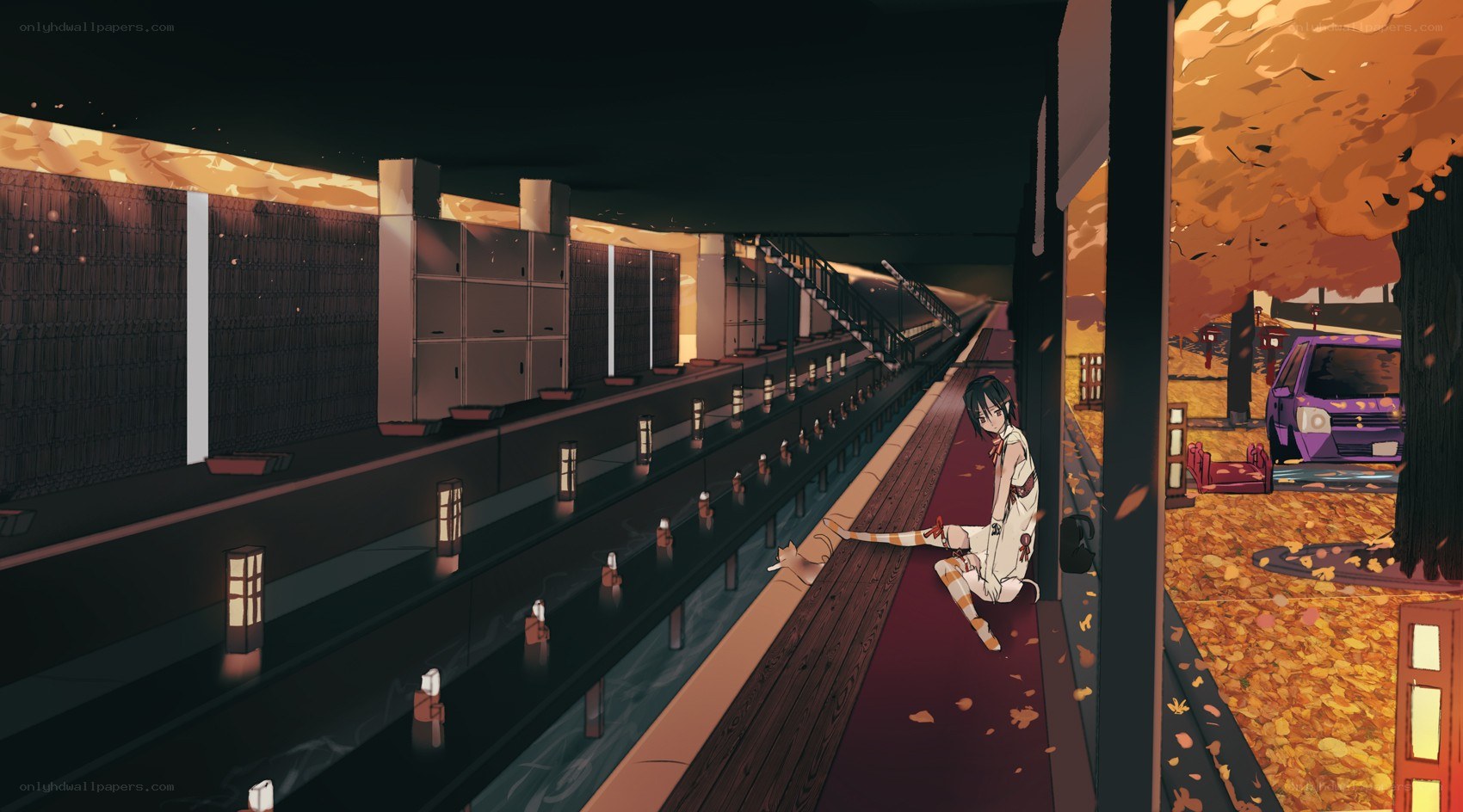 Anime girl on a train platform