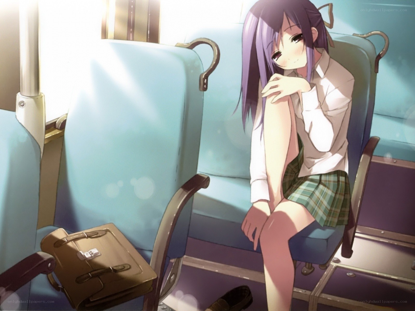 Anime girl on a train
