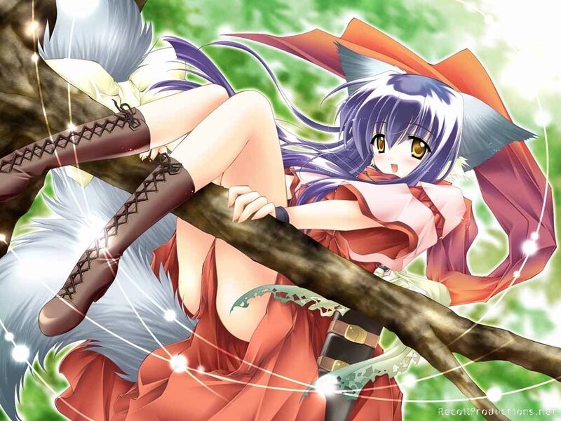 anime girl on a tree branch