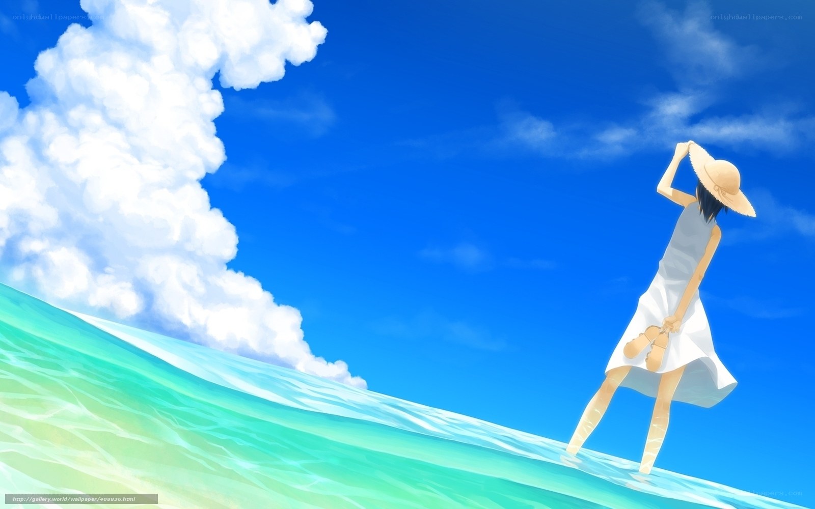 Anime girl on a wave