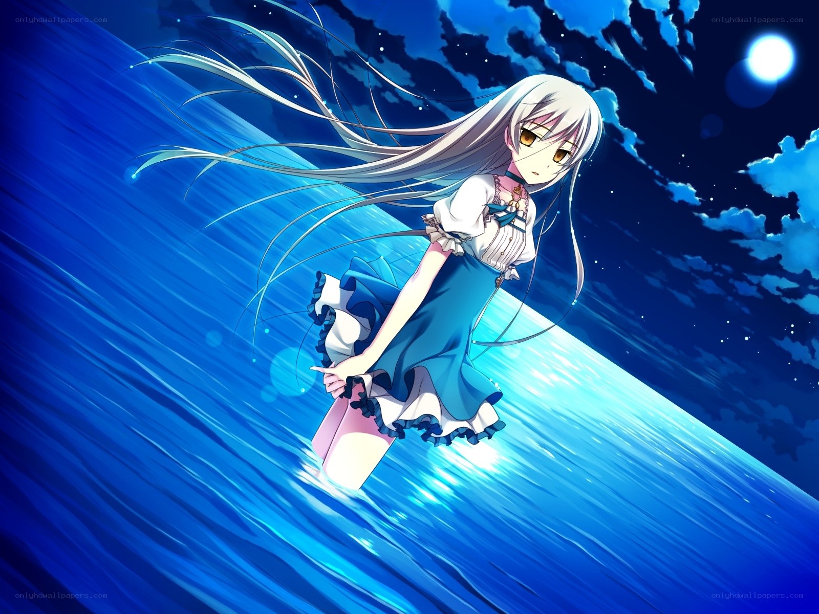 anime girl on a wave