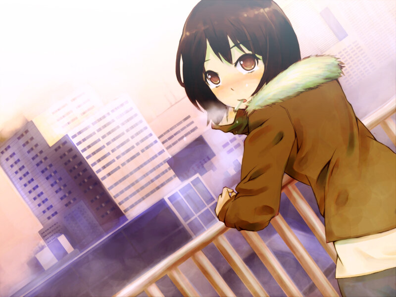 anime girl on balcony