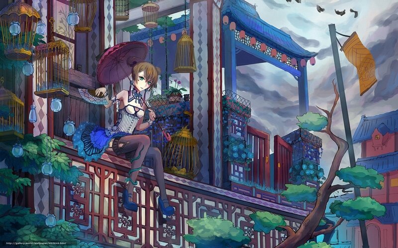Anime girl on balcony
