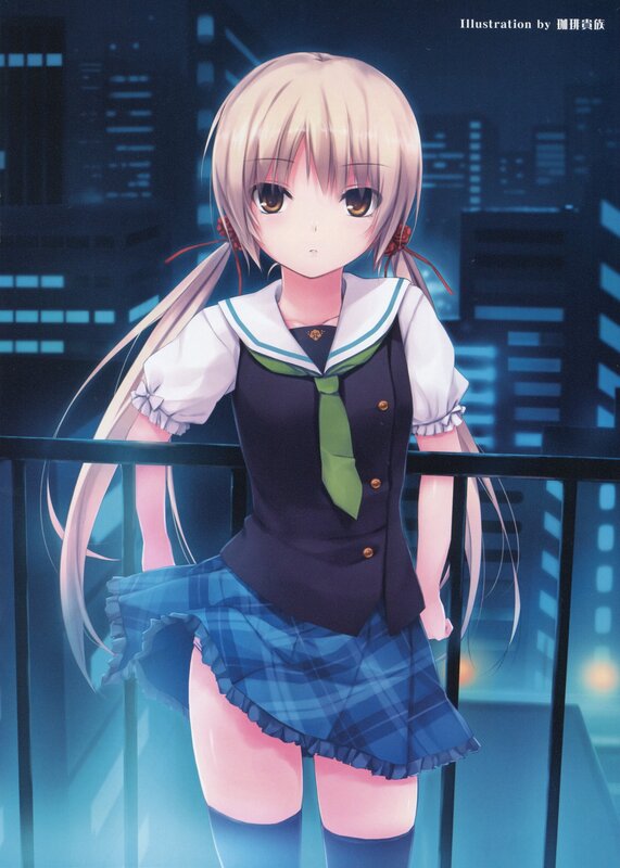 anime girl on balcony at night