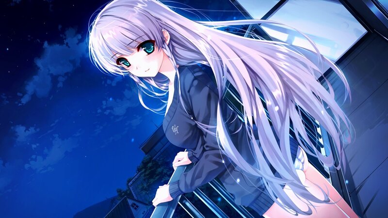 anime girl on balcony at night