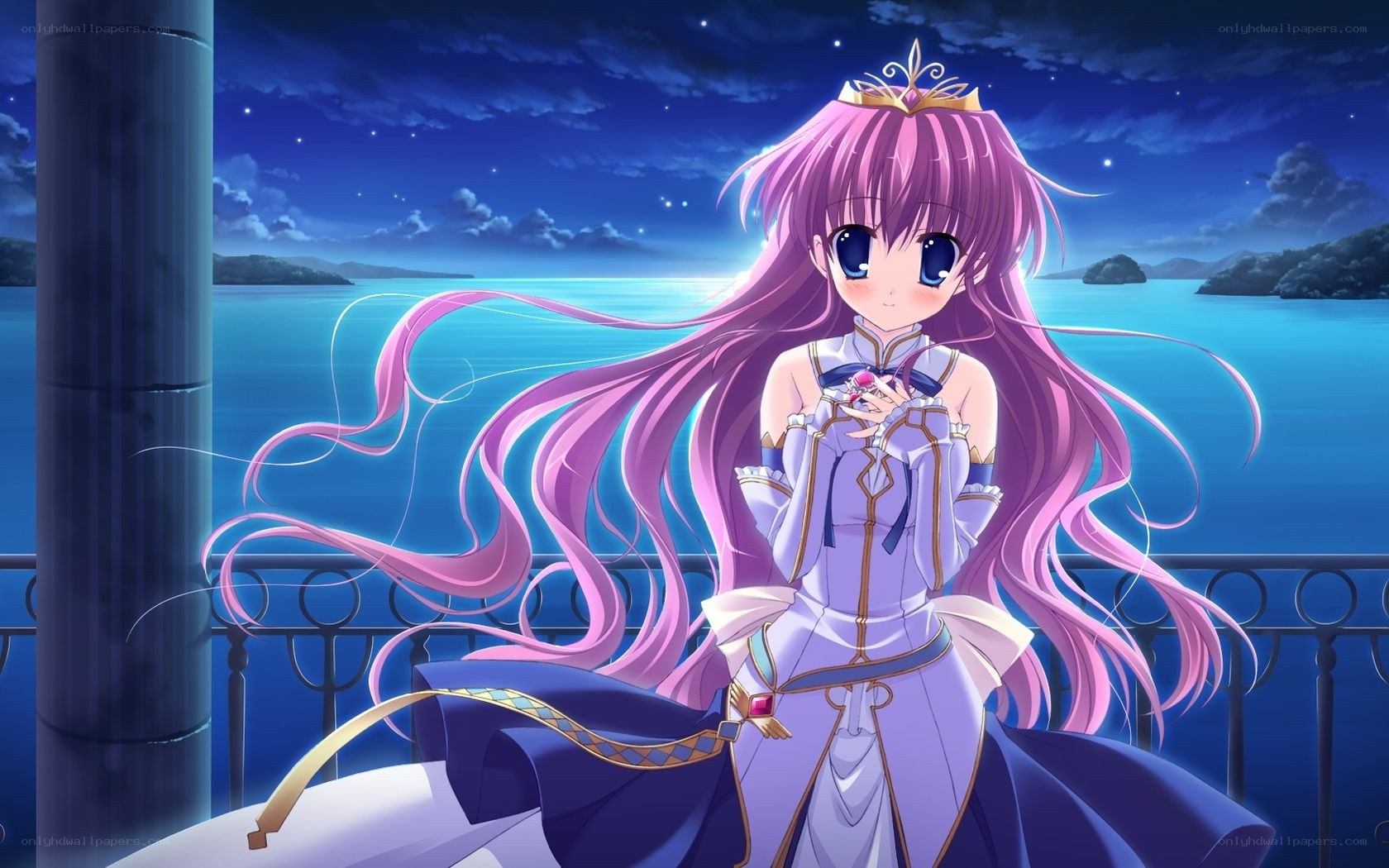 anime girl on balcony at night