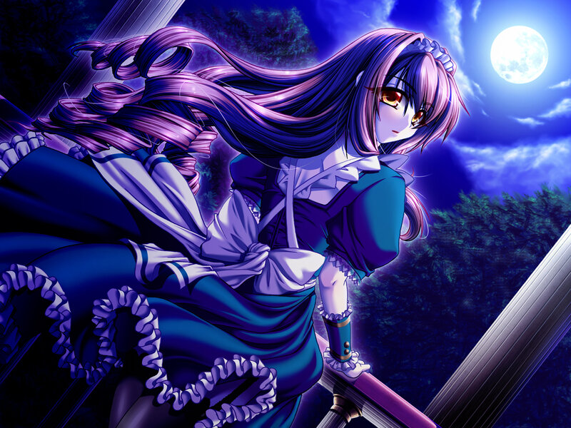 anime girl on balcony at night