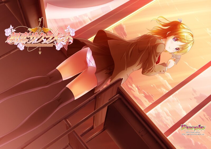 Anime girl on balcony at sunset