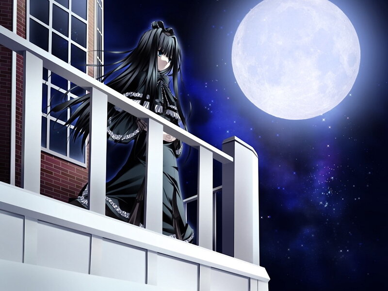 Anime Girl on Balcony — Black