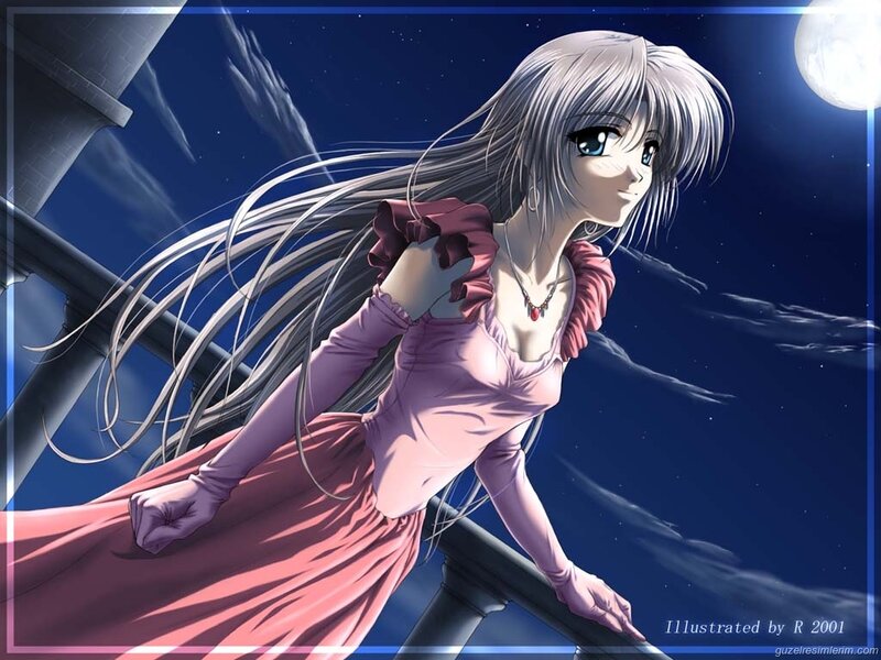 Anime Girl on Balcony — Blue, Serene