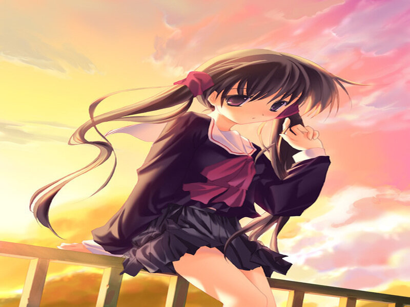 Anime Girl on Balcony — Pink, Dramatic