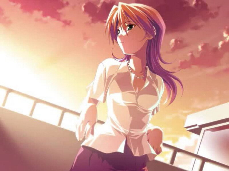 Anime Girl on Balcony — Purple