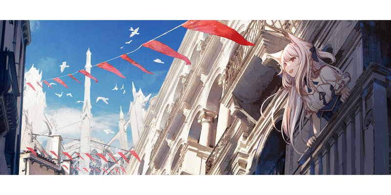 Anime Girl on Balcony — White, Serene, Afternoon, Digital Art