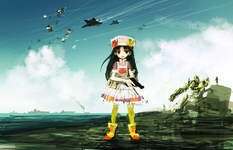 anime girl on battlefield